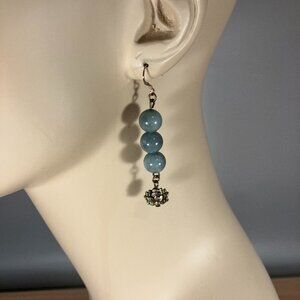 Handcrafted Burmese Colored Jade Earrings (1-3/4" Long).